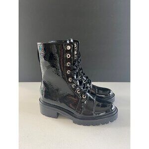 Paige Bailey Black Patent Leather Combat Boots Size 6.5